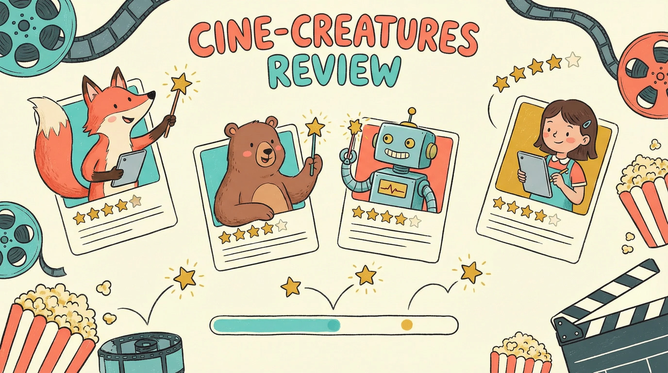 韩国女主播在线评审系统插画 - 动画角色进行作品评分和评论